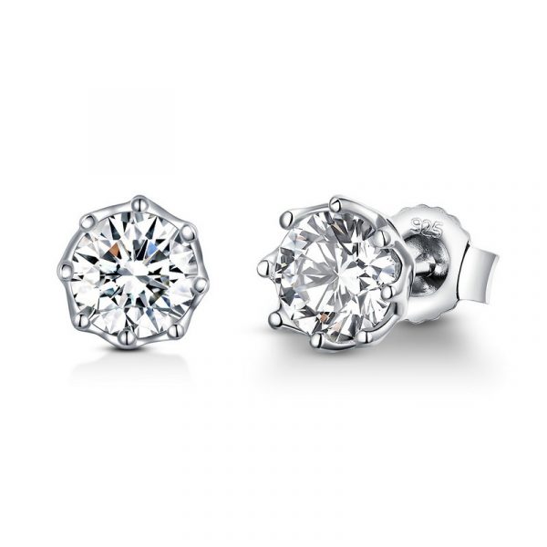 925 silver cz classic small stud earrings silver color