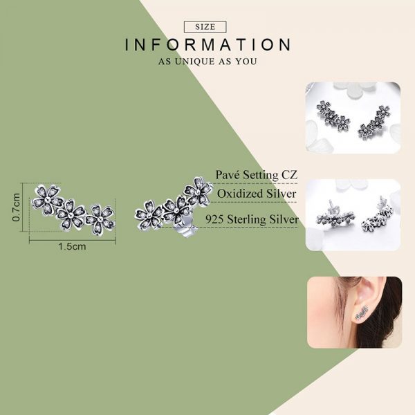 925 silver cz daisy flowers stud earrings info