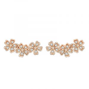 925 silver cz daisy flowers stud earrings rose gold color