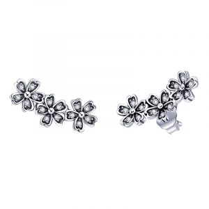 925 silver cz daisy flowers stud earrings silver color