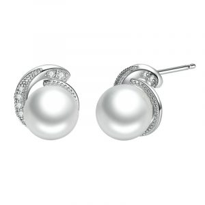 925 silver cz pearl stud earrings