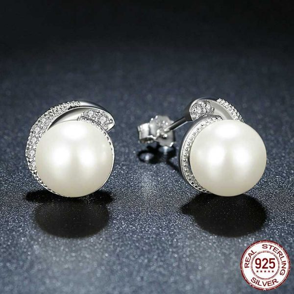 925 silver cz pearl stud earrings didplay1
