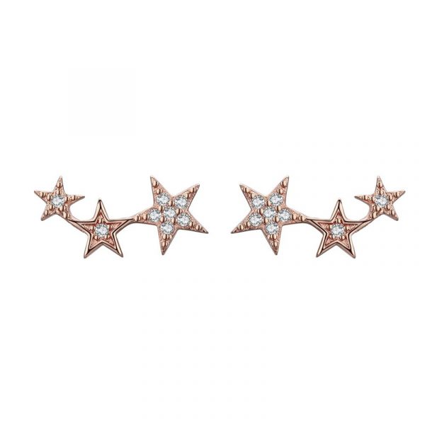 925 Silver CZ Star Stud Earrings Gold
