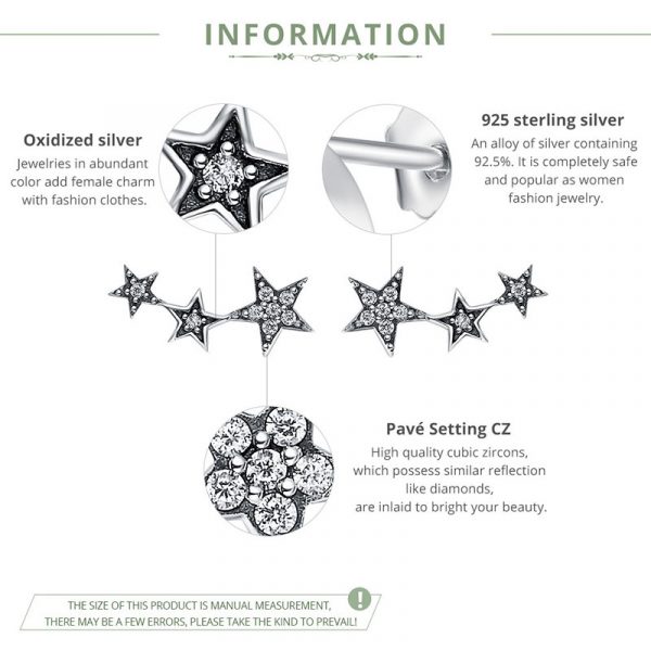 925 Silver CZ Star Stud Earrings Info