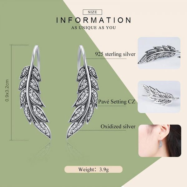 925 silver cz vintage feather drop earrings info