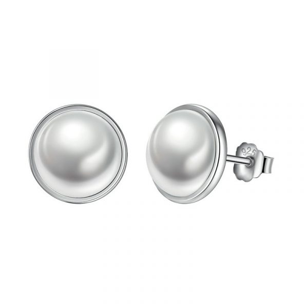925 silver elegant pearl dome stud earrings