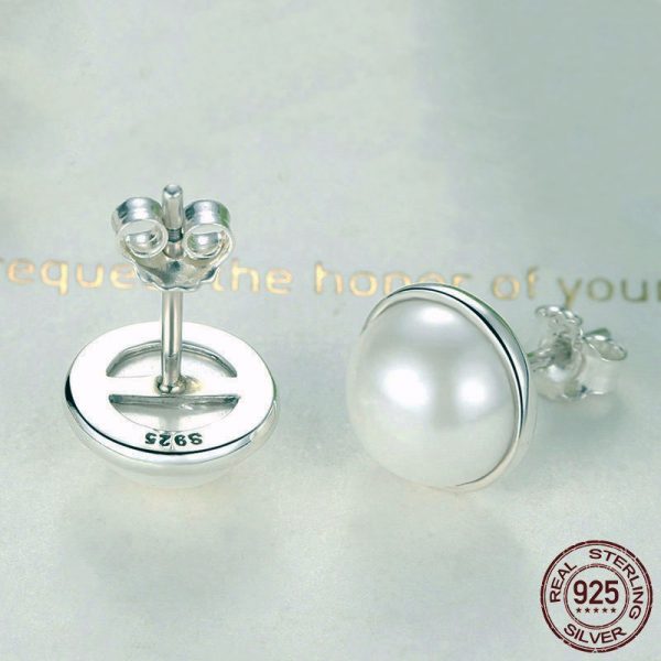 925 silver elegant pearl dome stud earrings display