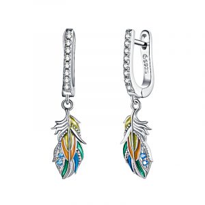 925 silver feather earrings
