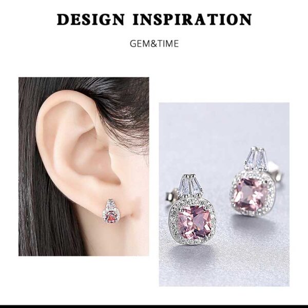 925 Silver Morganite Stud Earrings Details