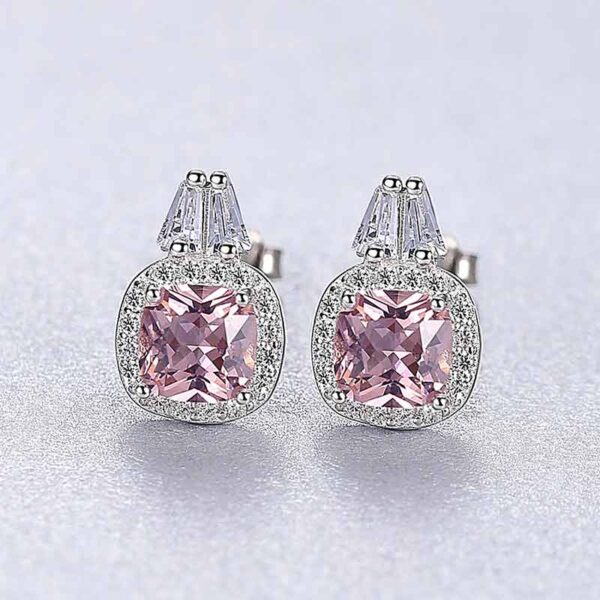 925 Silver Morganite Stud Earrings Display1