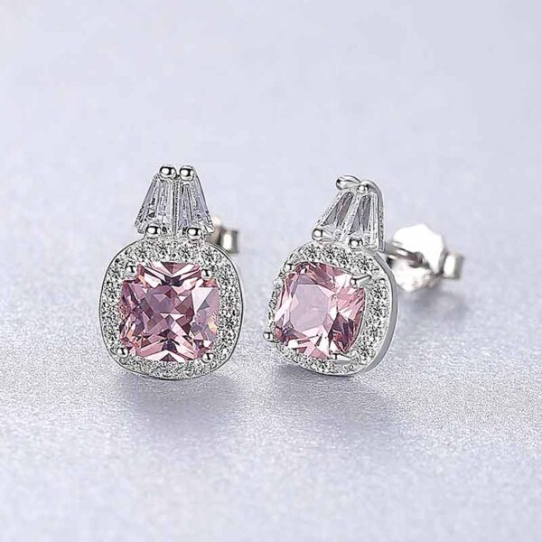 925 Silver Morganite Stud Earrings Display2