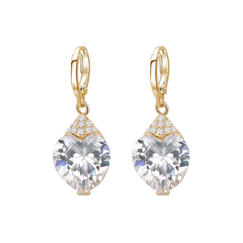 Adorable Crystal Heart Drop Earrings | District 777 Jewelry