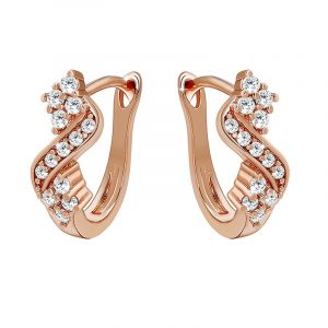 elegant rose gold color cz hoop earrings