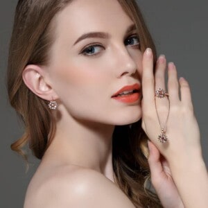 Exquisite CZ Sparkling Flower Drop Earrings - Worn by model