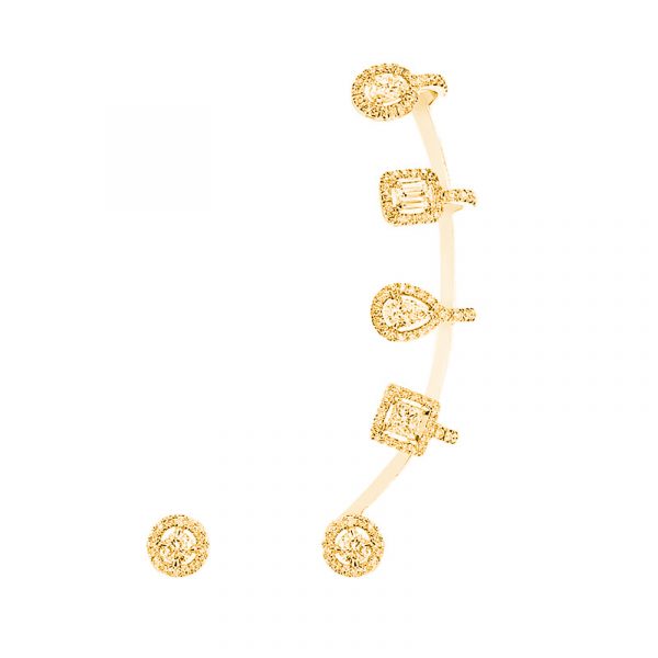 Luxury CZ Cuff Earring and Stud Gold Plated