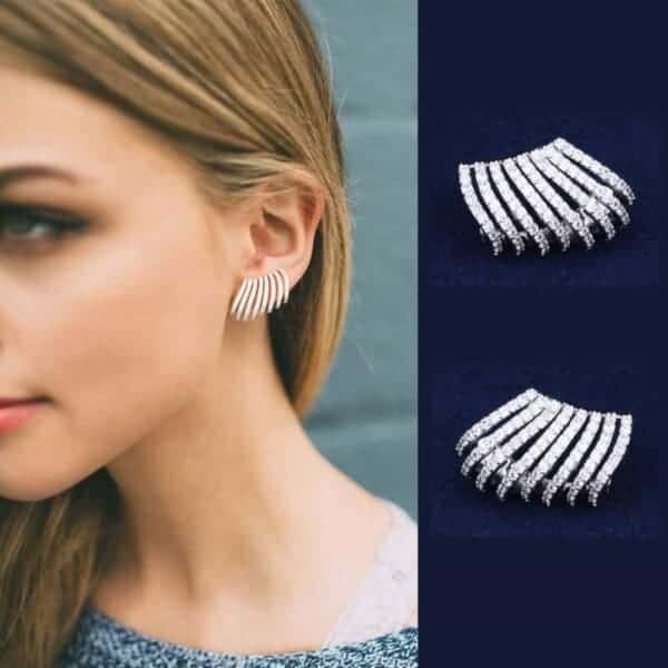 Luxury CZ Elegant Claws Stud Earrings - Worn by model