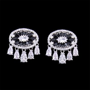 luxury cz evil eye dangle earrings black