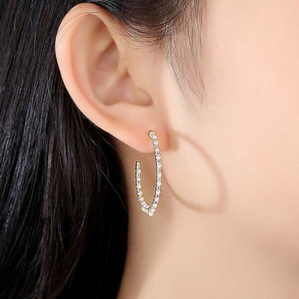Luxury CZ Large Hoop Earrings Worn by Model