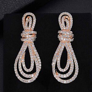 Luxury CZ Twirl Earrings Gold