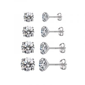 925 silver classic cz stud earrings all sizes