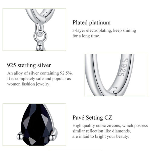 Silver CZ Water Drop Earrings Details