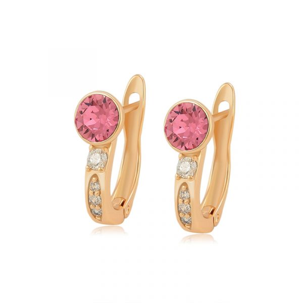 sparkling cz hoop earrings rose