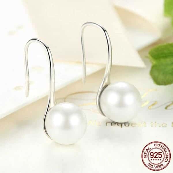 Sterling Silver Pearl Drop Earrings Display