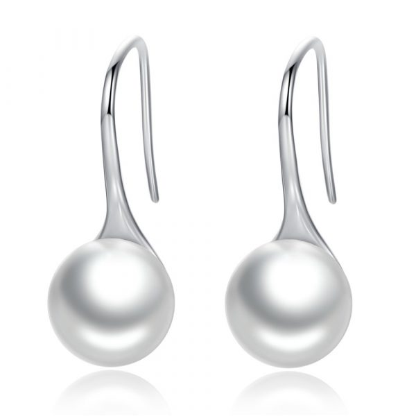 Sterling Silver Pearl Drop Earrings White Color
