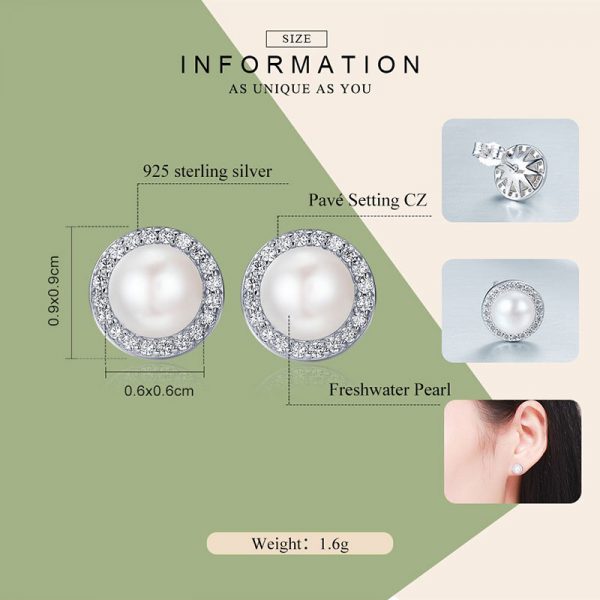Sterling Silver Pearl Stud Earrings Info