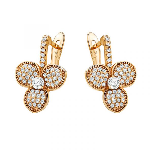 stunning floral hoop earrings gold color