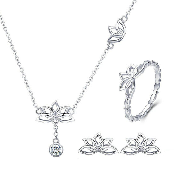 Elegant CZ Lotus Flower Jewelry Set