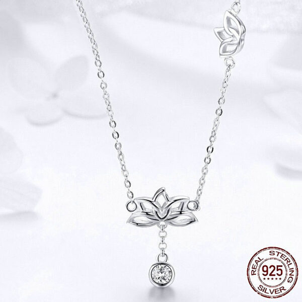 Elegant CZ Lotus Flower Jewelry Set Necklace