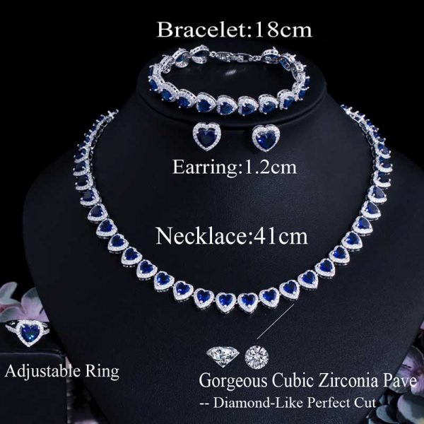Heart Shape CZ Necklace and Earrings Set Info