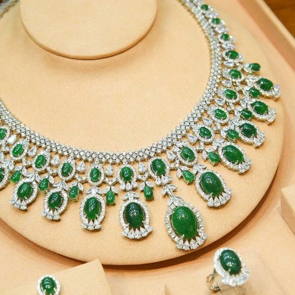 luxury cz elegant symmetry jewelry set closeup