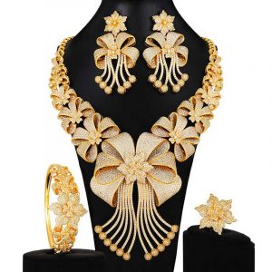luxury cz flower design jewelry set display