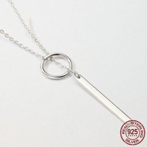 925 silver geometric pendant necklace closeup