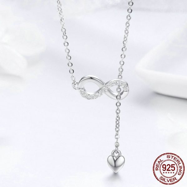925 silver infinity love necklace display