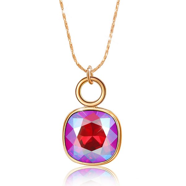Alluring Crystal Drop Pendant Necklace Purple