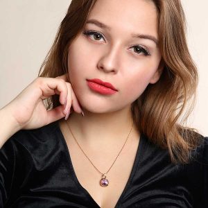 Alluring Crystal Drop Pendant Necklace Worn by Model