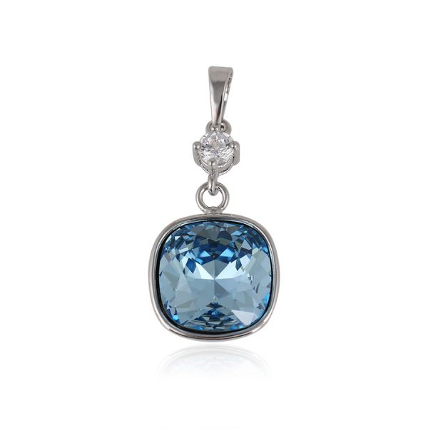 Charming Crystal Square Pendant Necklace Blue