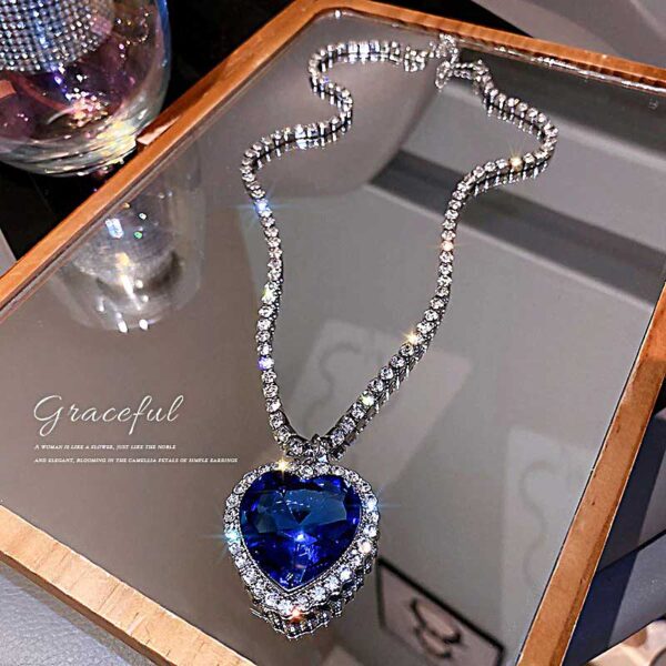 Crystal Heart Pendant Necklace Display2