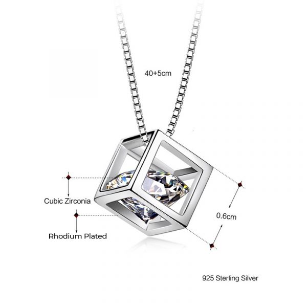 Dazzling Sterling Silver Square Pendant Necklace Info