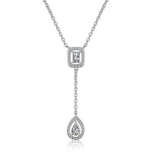 elegant cz square and teardrop necklace