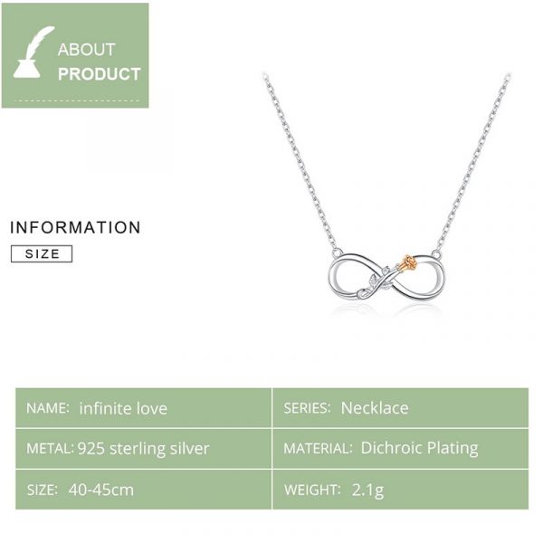 925 silver infinity love necklace info
