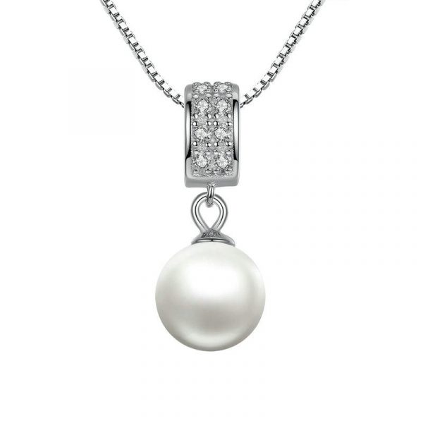 Silver Shell Pearl Pendant Necklace