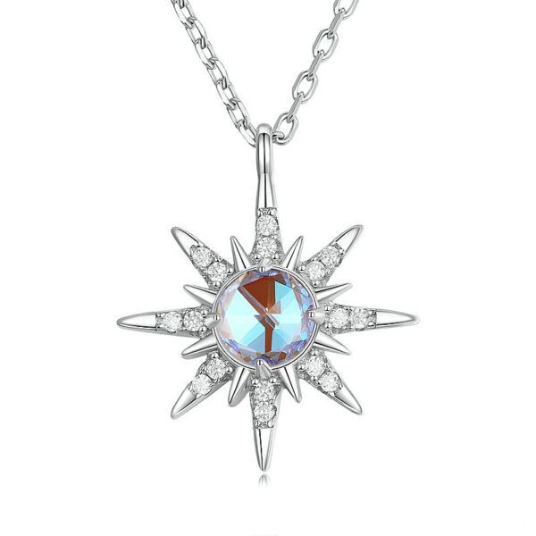 Sterling Silver Starburst Moonstone Necklace