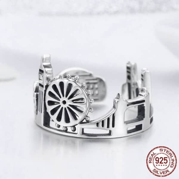 925 Sterling Silver Ring London City - top view