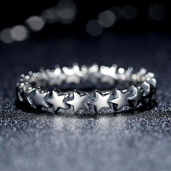 925 Sterling Silver Ring Star Band